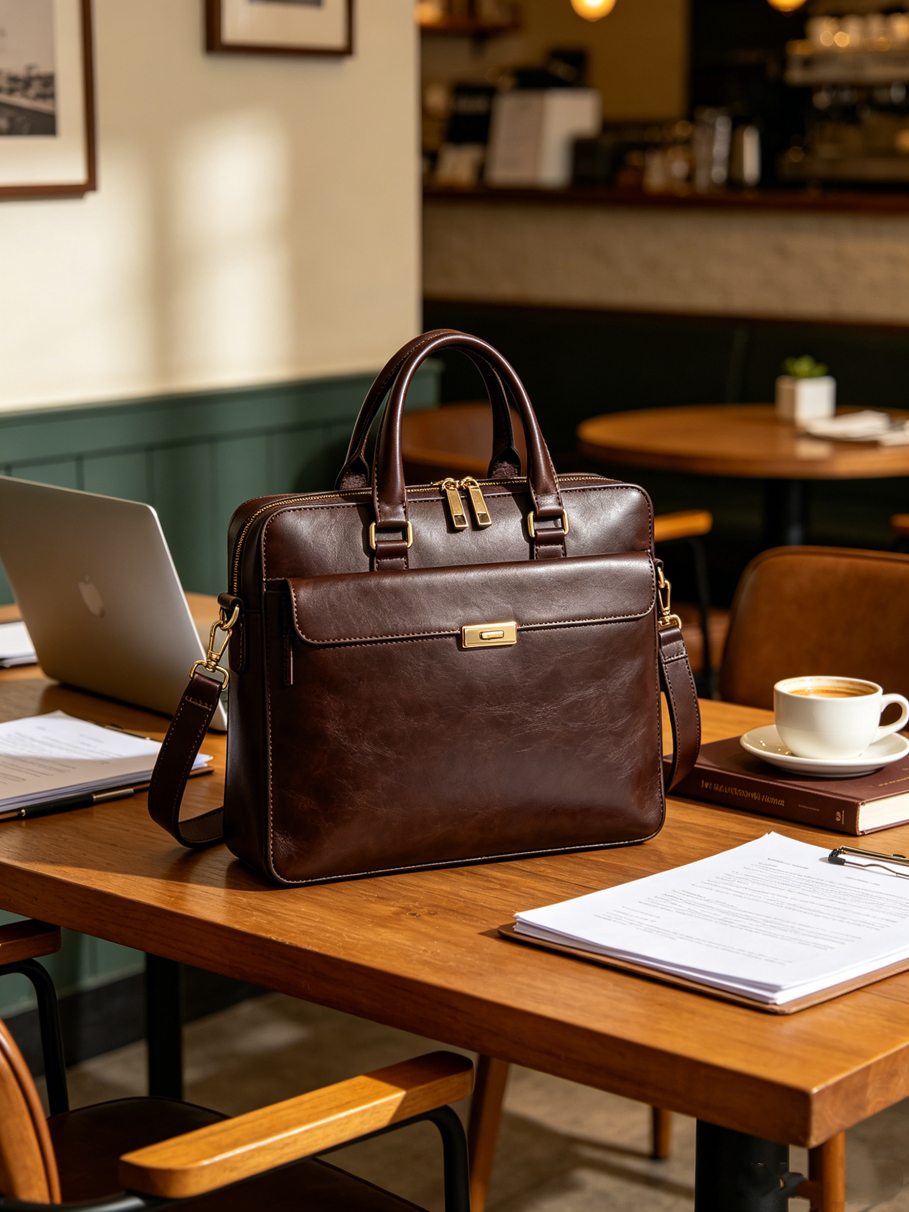 Men's  Leather Shoulder Carry Briefcase